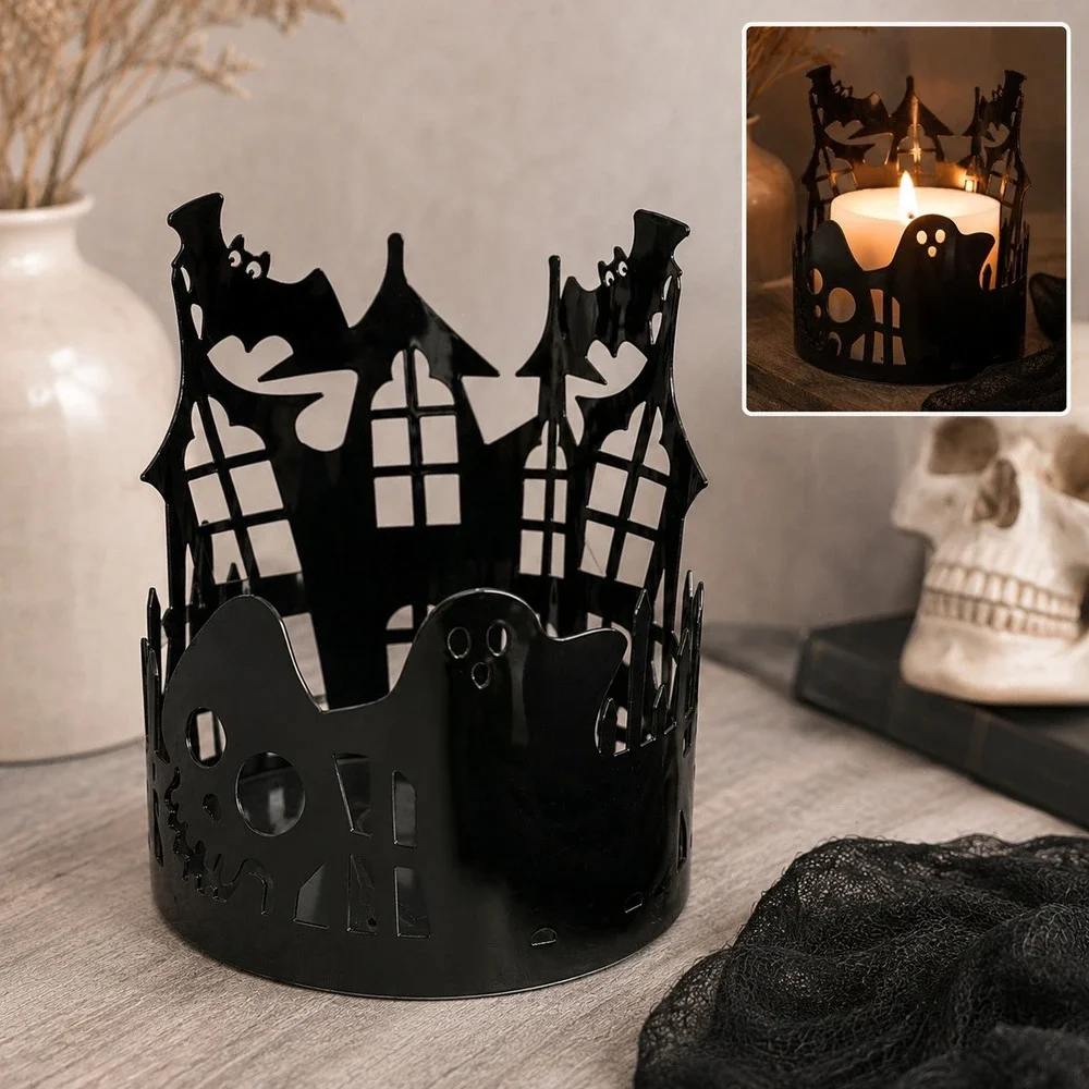 Bath & Body Works Slatkin Halloween Haunted House Ghost 3 Wick Candle Holder